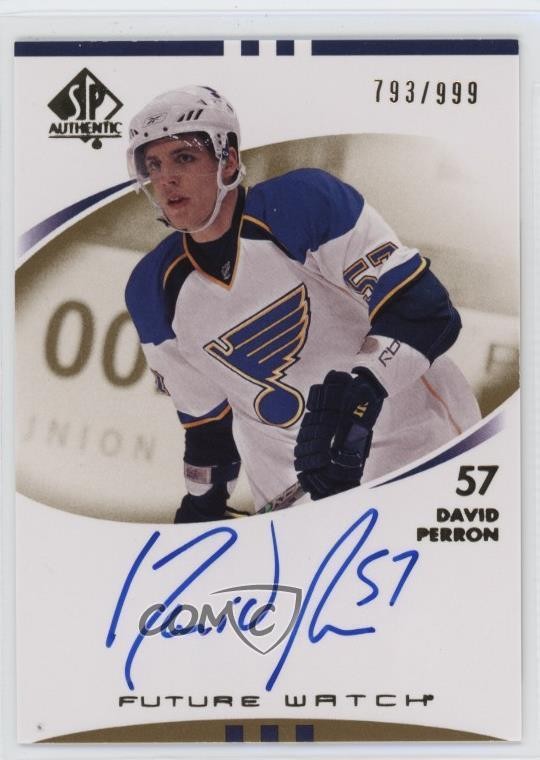 2007-08 SP Authentic Future Watch /999 David Perron #243 Rookie Auto RC 09h2