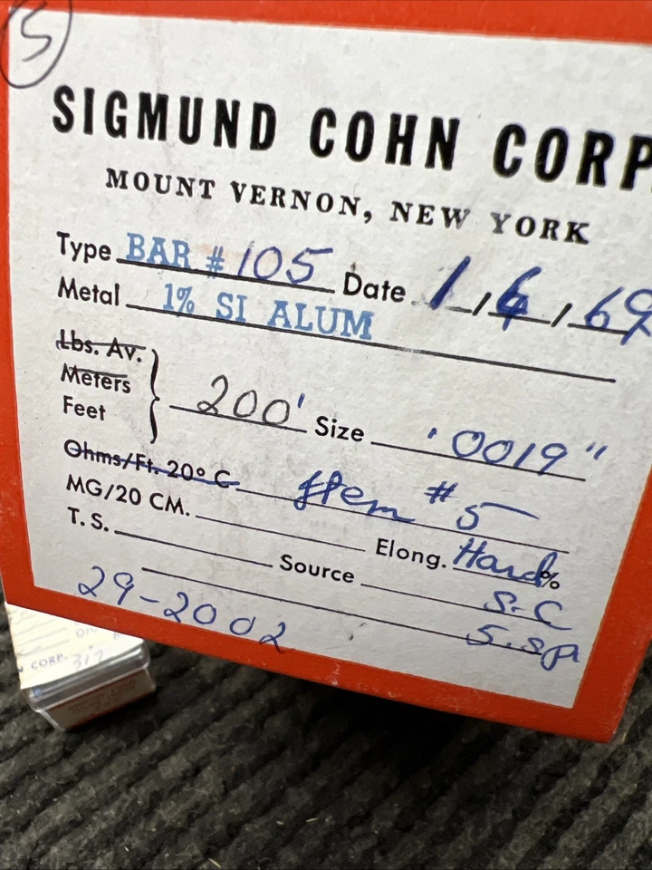 Sigmund Cohn Very Fine 1% SI fio de alumínio 0,0019", 5 carretéis, 40 pés/carretel - Imagem 4 de 4