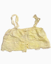 LoveShackFancy 100% Cotton Lace Pintuck Cami Crop Top Ivory Women&rsquo;s Size L Boho
