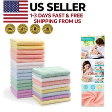 HOMEXCEL Baby Washcloths Microfiber Coral Fleece Soft Towels 24 Pack