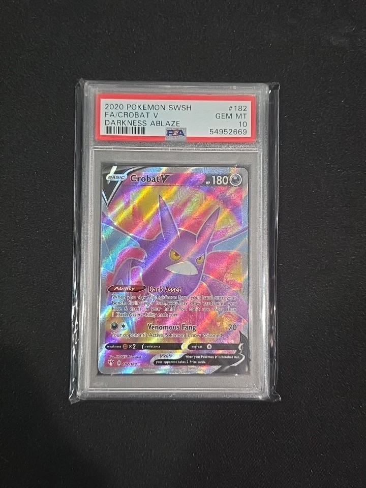 2020 POKEMON SWORD & SHIELD DARKNESS ABLAZE #182 FULL ART/CROBAT V PSA 10