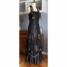 VTG Jessica McClintock Gunne Sax Floral Embroidered Maxi Tulle Dress 9 Whimsy