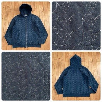 Embroidered BAPE Sta Zip Hoodie NAVY a bathing ape star NIGO Size L