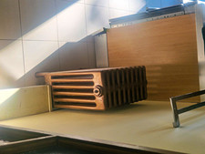 Floor Standing Vertical Cast Iron Column Radiator, Sprayed Bronze, Single Panel