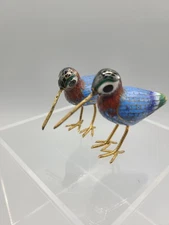 2 Chinese Cloisonne Sandpiper Figurines