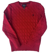 Polo Ralph Lauren Boys Cable Pullover Sweater Big Kids 10-12 M Red NWOT