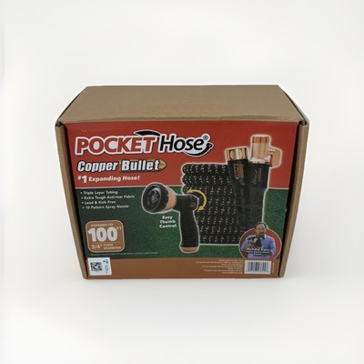 Pocket Hose Copper Bullet 100FT With Thumb Spray Nozzle AS-SEEN-ON-TV, 650psi