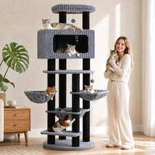 PAWZ Road 84" Heavy Duty Cat Tree for Large Cats with Thick Scratching Post Toy