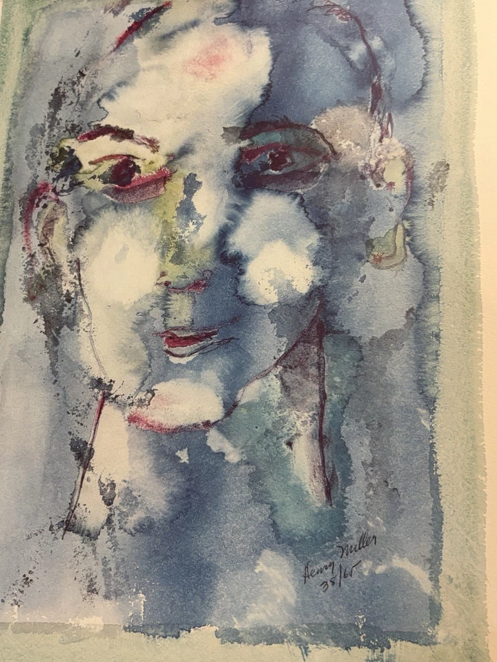 亨利·米勒“蓝脸”铅笔签名 250/275 号金色装饰框 — 第 4/4 张图片