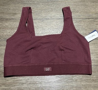 Gap Body Womens Cotton Ribbed Comfort Bralette Red Wine Burgundy Size Medium NWT