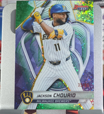 Jackson Chourio 2025 Bowman's Best #38 Green Mini-Diamond Brewers /99