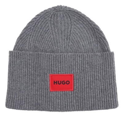 HUGO by HUGO BOSS - STRICKMÜTZE MÜTZE BEANIE - XAFF 6 - m. WOLLE - GRAU - NEU