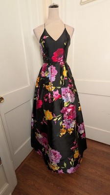 New w/ Tags 'BCX Dress' Black & Pink Floral Print w/ Cross-Back -Size 1/XS