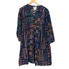 Giacca da sole invernale vintage M-L art to wear stampa tribale azteca 100% cotone Ecuador