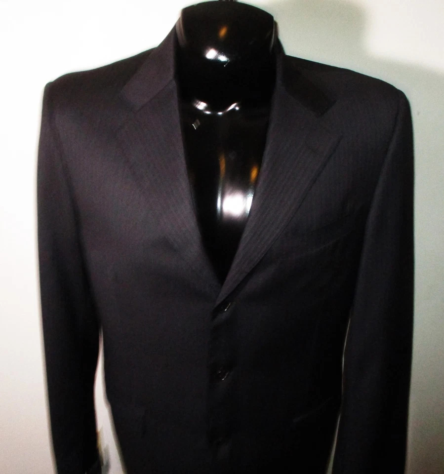 TRUSSINI Black "Italy" 100% Wool 2 Pc Suit Men's Size 44 Long, 34X32 - Image 3 of 4