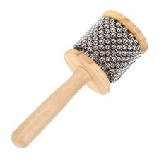 Wooden Cabasa Percussion 2.4" Music Hand Shaker with Metal Beads Wood Color 