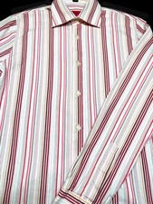 Hugo Boss Mens Button Front Long Sleeve Cotton Stripe Shirt Small S