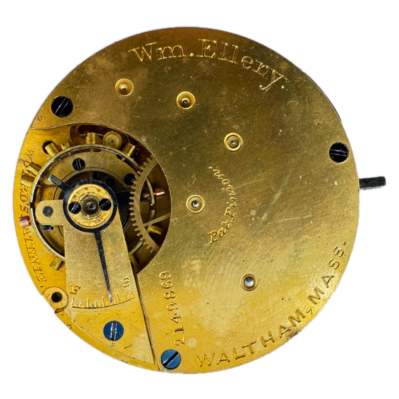 Antique 1883 Waltham 7 Jewel Hunter Pocket Watch Movement Wm Ellery USA