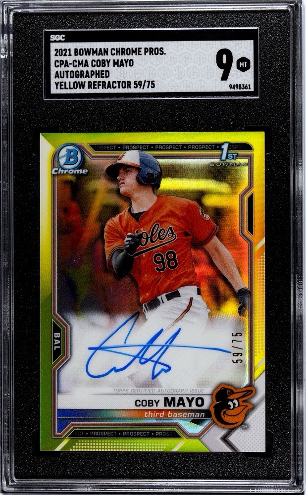 2021 Bowman - Chrome Prospects Autographs #CPA-CMA Coby Mayo /75 🔥SGC 9🔥