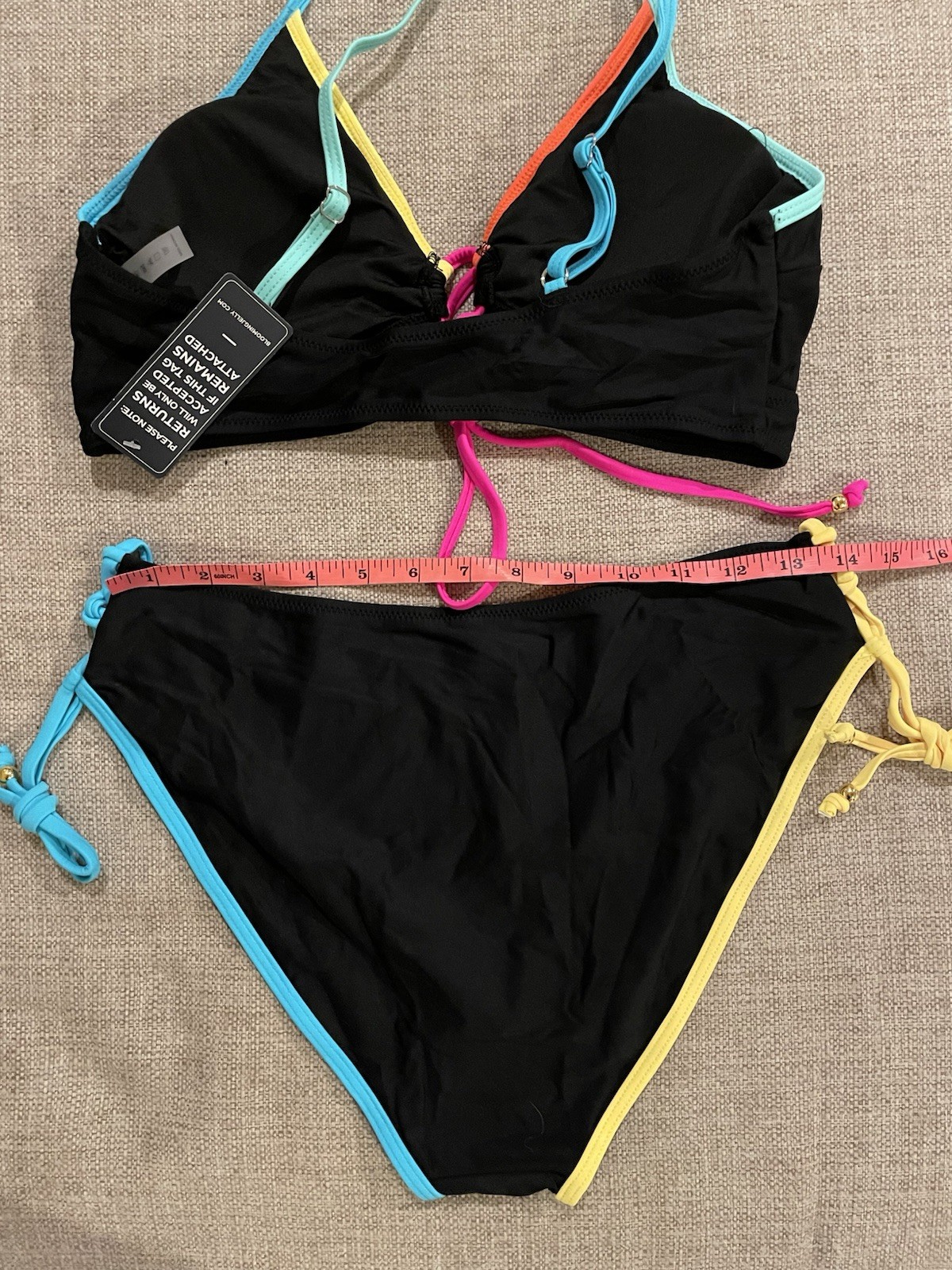 Blooming Jelly Two Piece Bikini Swimsuit Women’s Size L Neon Tie Back NWT