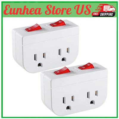 Grounded Outlet with Double ON Off Switch2 Port Electrical Outlet Plug Switc