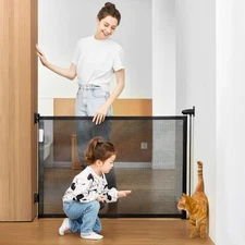 aonesn Retractable Baby Gate 33H x 55W, Easy One-Handed Operation, No-Drill Inst