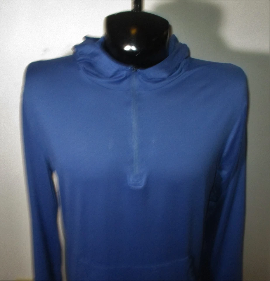 LAYER 8 Blue Stretch Long Sleeve 1/2 Zip Compression Hoodie Size L - Image 2 of 4