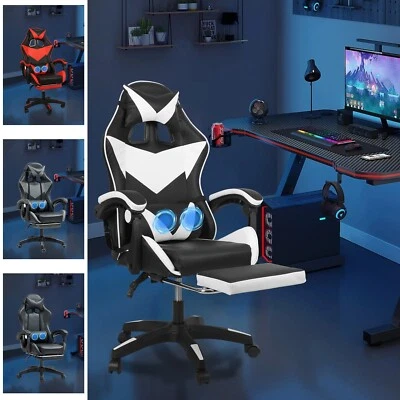 SIGNZWORLD Gaming Chair Massage Computer Chair with Footrest and Lumbar Swivel PC Chairs