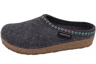 Haflinger Grizzly Franzl Anthrazit Grau Hausschuhe Filz Clog Pantoffel 711001-4