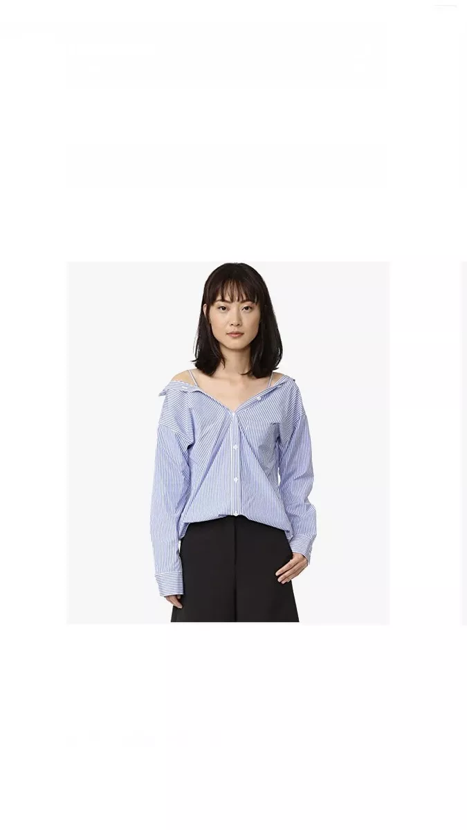 Oversized off the shoulder button down shirt sales