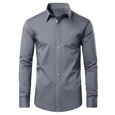 Mens Long Sleeve Dress Shirt Button Down Casual Printed Fancy Contrast Trim Cuff