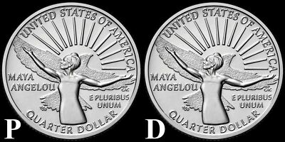 2022 P & D ''Maya Angelou'' American Women Quarters ''BU'' (2 Coin Set) US Mint!
