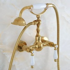Golden Color Brass Bathroom Faucet Handheld Spray Shower Mixer Water Tap 2na835