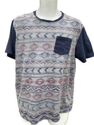 Retrofit Shirt Mens  L Multicolor Round Neck short Sleeve Aztec Print Western