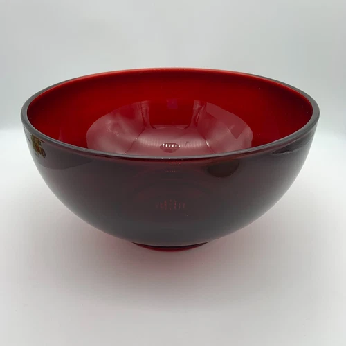 Vintage Anchor Hocking Red Royal Ruby 10" Punch Popcorn Salad Glass Bowl