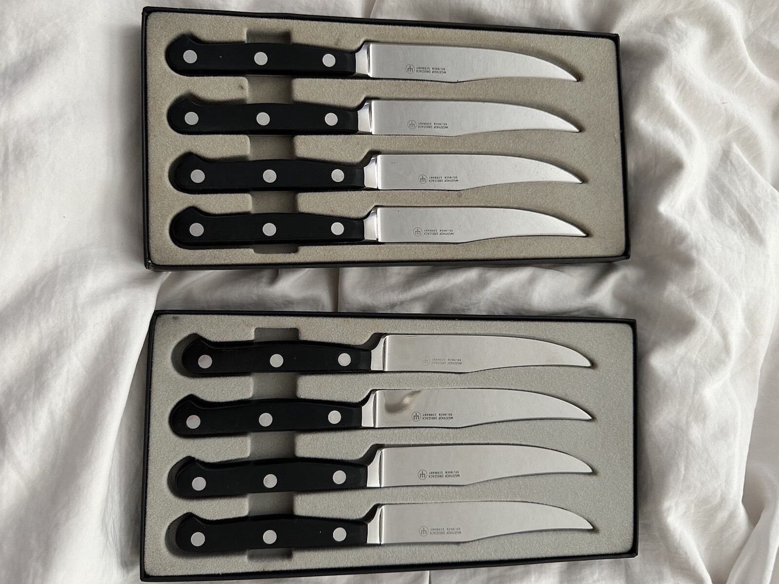 4 Wusthof Dreizack Solingen Germany Filet Mignon Knives Box 2 eBay