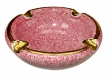 Italian Ceramic Ashtray Red Speckled Gold Trim  H2.5” x D6”