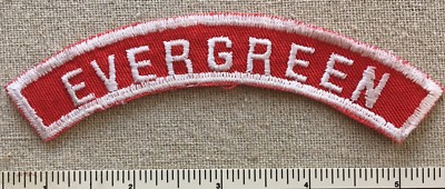 Vintage EVERGREEN Boy Scout Red & White Community Town Strip PATCH RWS BSA CO