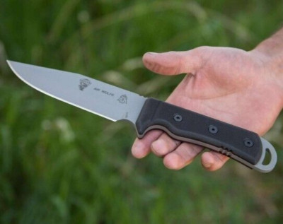 TOPS Air Wolfe Fixed Knife 5'' 1095HC Steel Full Tang Blade Black G10 Handle IR01