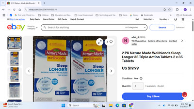 2 PK Nature Made Wellblends Sleep Longer 35 Triple Action Tablets 2 x 35 Tablets