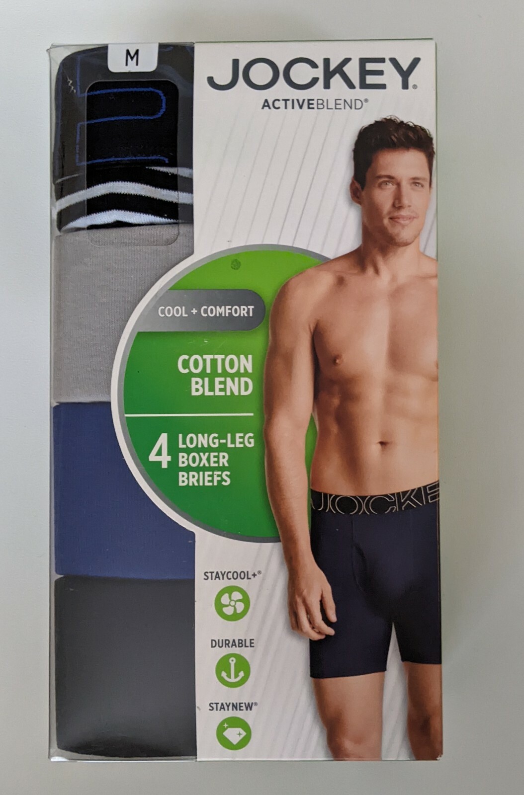 Jockey Men's Long Leg Boxer Briefs Size M Cotton Blend 4 Pack NEW eBay