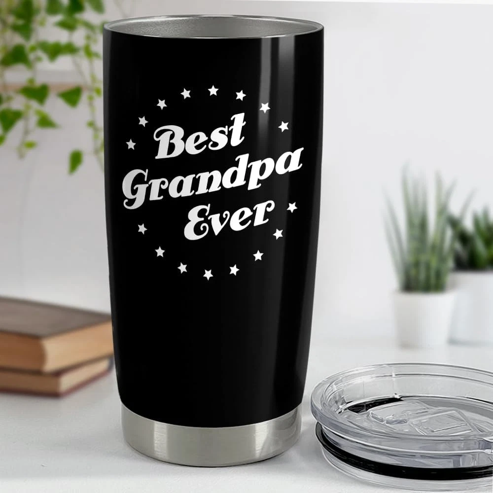 Tumbler Best Grandpa Ever Gift Set for Papa, Grandfather - 20Oz Insulated Travel