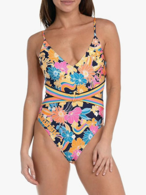 Sunshine 79 Swimsuit Plunge Mid Malliot One Piece Floral Sz 10 NEW NWT AM17