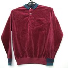 70's Knightsbridge Men Retro Velvet Velour Pullover Polo Disco Shirt L USA made — photo 1