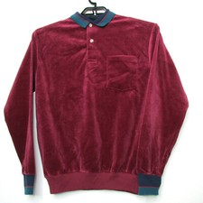 70's Knightsbridge Men Retro Velvet Velour Pullover Polo Disco Shirt L USA made