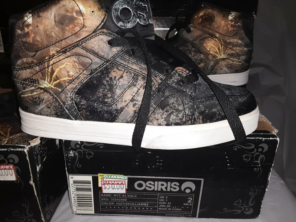 RARO🔥 Osiris NYC 83 traje/cráneo/ejército niños talla 2 muy buen estado zapatos de skate nuevos☆62 Foto 3 de 4
