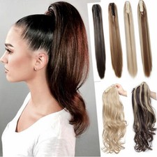 Thick Real 100 Claw Ponytail Clip In On Pony Tail Hair Extension Long 12-26" US