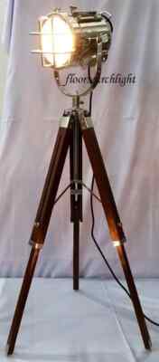 HANDMADE NAUTICAL DESIGNER STUDIO FLOOR LAMP TRIPOD STAND SPOT SEARCHLIGHT