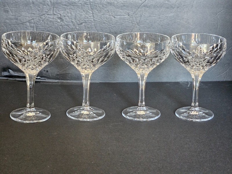 Set of 4 Katharinen Hutte Echt Bleckristall 24% Cut Crystal Wine Goblets