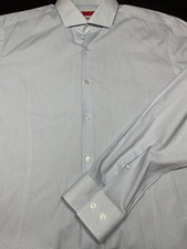 Hugo Boss Mens Button Front Long Sleeve Cotton White Multi Pattern Shirt 17